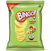 Bingo Cream and Onion Potato Chips