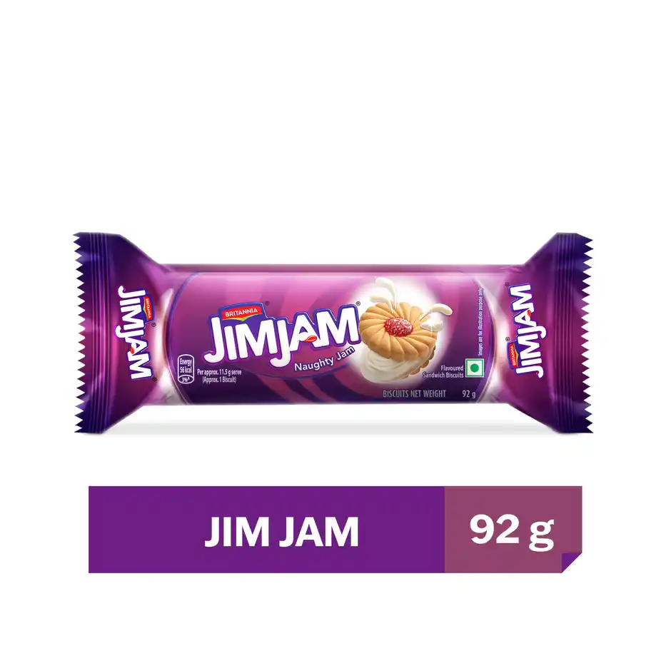 Britannia Treat Jim Jam Naughty Jam creme Biscuits | Trans Fat-free
